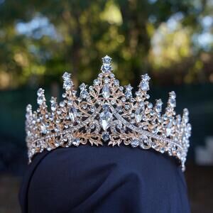 Tiered Gold Crystal Tiara Bridal Crown Birthday Wedding Gift Diadem prom